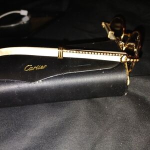 Cartier Men's Glasses with Gold Frame and Brown Accents